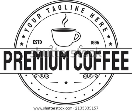 Premium Caffe retro vintage logo. Cup retro vintage logo design