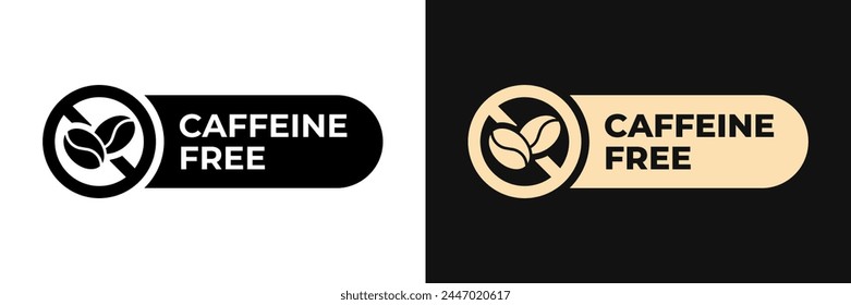 Diseño de Vector de etiqueta libre de cafeína de Premium para embalaje. Icono libre de cafeína ilustración de oro, logotipo, símbolo, signo, sello, etiqueta, emblema, marca o sello para el paquete. No hay pegatina de producto alergénico.