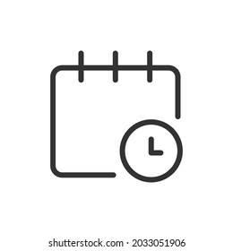 Premium calendar line icon for app, web and UI. Vector stroke sign isolated on a white background. Outline icon of calendar in trendy style.