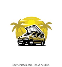 Premium Campervan Motorhome RV Caravan Vector Art Illustration. Best for Summer Adventure Related Industry