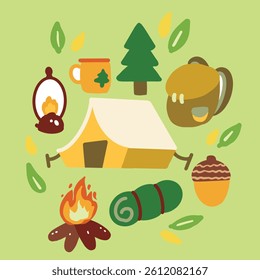 Premium Camping Element Set Vector