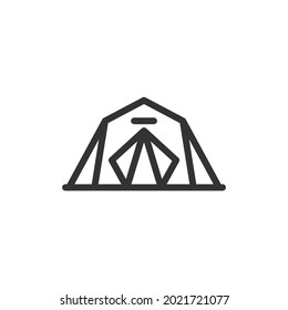 Premium camping line icon for app, web and UI. Vector stroke sign isolated on a white background. Outline icon of camping in trendy style.