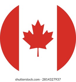 Premium Canada country flag in circular style on a transparent background, perfect for international communication, geography education, tourism, and cultural projects.