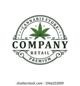 Premium cannabis store logo vector