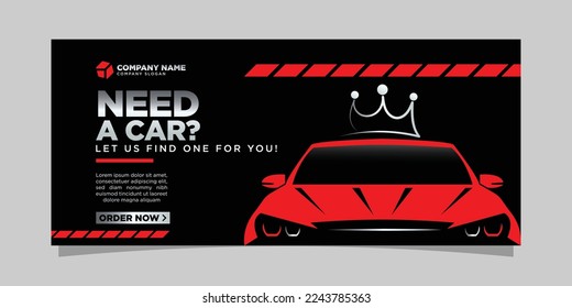 Premium car company social media cover design template with car vector and premium luxury look