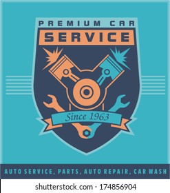 Premium car service, retro label design