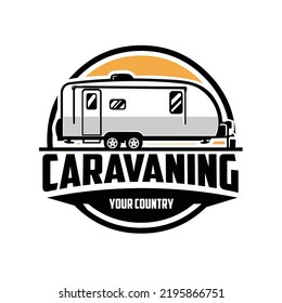 Premium Caravaning Emblem Logo Vector Illustration Isolated. Best for Caravan and Camping related Industry