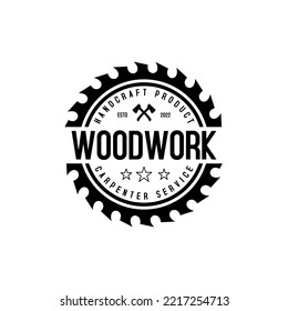 premium carpenter logo with saw gear star ornament and axes