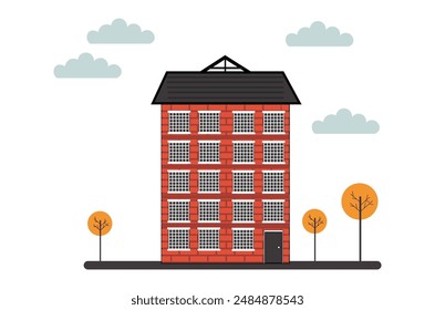 Premium Cartoon Building Vektorillustration zur Verwendung.