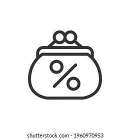 Premium cashback line icon for app, web and UI. Vector stroke sign isolated on a white background. Outline icon of cashback in trendy style.