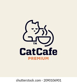 Premium Cat Cafe Logo Template