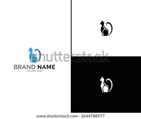 Premium Cat Logo Set Featuring Elegant Designs in Blue and Black Color Variants. Ideal for High-End Branding, Luxury Labels, Pet Brands, and Modern Logo Design Elements.

