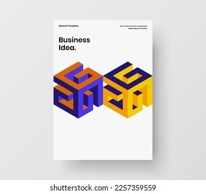 Premium catalog cover A4 design vector template. Bright mosaic pattern presentation layout.