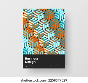 Premium catalog cover A4 design vector concept. Unique mosaic shapes poster layout.