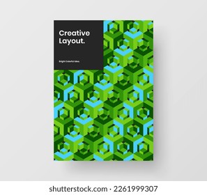 Diseño vectorial de diseño A4 de portada de catálogo premium. Impresionante plantilla de página principal de formas de mosaico.