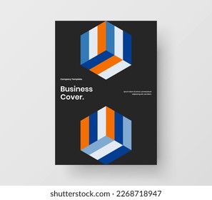 Premium catalog cover design vector template. Multicolored mosaic pattern pamphlet layout.