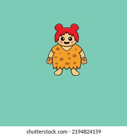 premium cave girl vector illustration