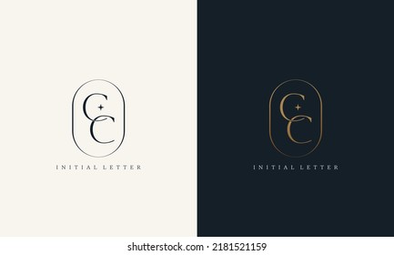 Premium CC Logo Monogram With Gold Circle Frame. Luxury Initials Design Minimal Modern Typeface.