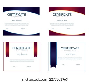 Premium certificate of achievement template blue, white background. Certificate border template with luxury and modern line pattern. Diploma vector template