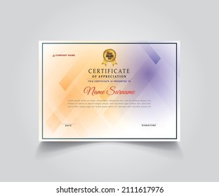 Premium certificate of achievement template, luxury and modern pattern, diploma, vector illustration, gold and blue