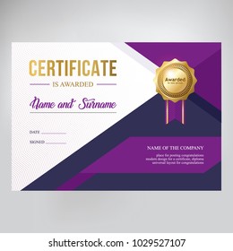 Premium certificate design, exclusive template for text placement
