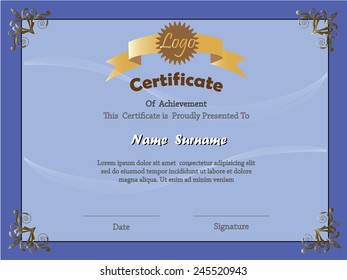 premium certificate template with additional and ribbon design elements