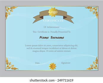 premium certificate template with additional and ribbon design elements. 
