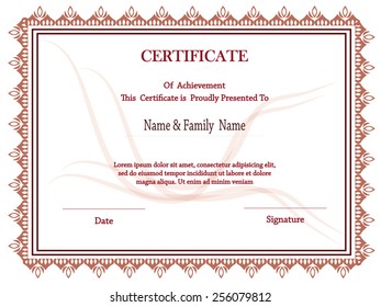 premium certificate template with additional and ribbon design elements.