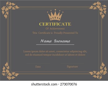 premium certificate template with additional and ribbon design elements,line thai design  certificate   