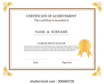 premium certificate template with additional and ribbon design elements,flowers design border