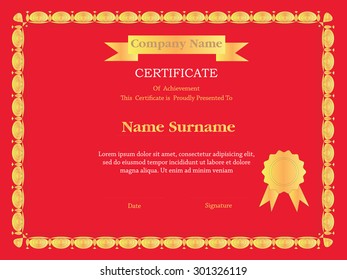 premium certificate template with additional and ribbon design elements,flowers design border.vector illustration.