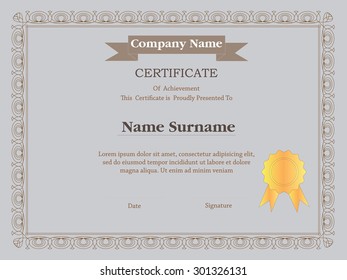 premium certificate template with additional and ribbon design elements,flowers design border.vector illustration.