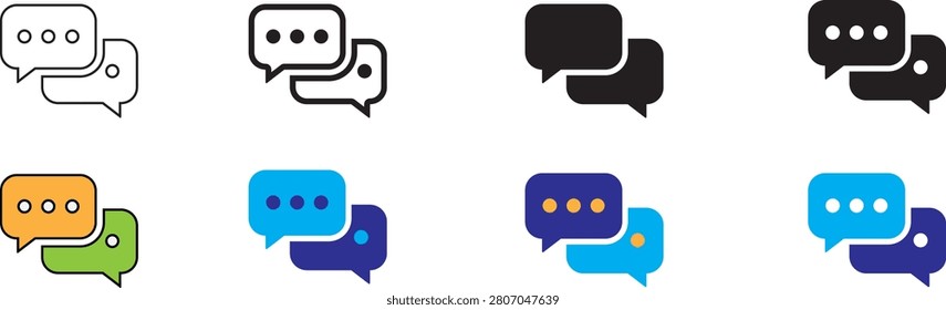 A premium chat message icon set featuring monochrome and colorful variations in outline, bold outline, semi-filled, and solid styles. Designed for messaging applications, customer support platforms, live chat systems, social media interfaces, communication tools, mobile apps, websites, dashboards, UI-UX projects, presentations, and digital products. These clean, scalable, and fully editable vector icons provide a modern minimalist appearance with outstanding clarity, making them suitable for both print and digital design workflows.

#ChatIcon #Message #Messaging #Communication #Conversation #SpeechBubble #Vector #IconSet #Outline #Solid #Colorful #UI #UX #MobileApp #WebDesign #Dashboard #GraphicDesign #Minimal #Editable #Illustration