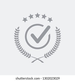 Premium checked guaranteed symbol 
 - Flat and isolated vector illustration icon with minimal and modern design