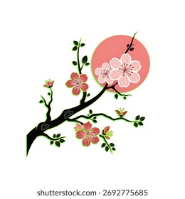 Premium cherry blossom Silhouette vector icon