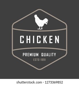 Premium chicken logo. Labels, badges and design elements. Retro style. Vector Illustration