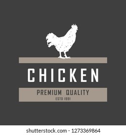 Premium chicken logo. Labels, badges and design elements. Retro style. Vector Illustration