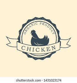 Premium chicken logo. Labels, badges and design elements. Retro style. Vector Illustration.