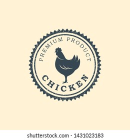 Premium chicken logo. Labels, badges and design elements. Retro style. Vector Illustration.