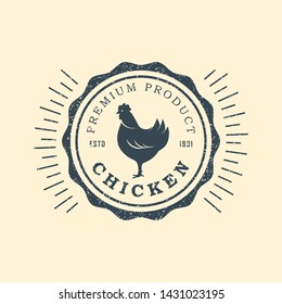 Premium chicken logo. Labels, badges and design elements. Retro style. Vector Illustration.