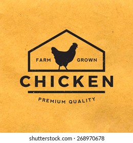 premium chicken meat label with grunge texture on old paper background