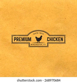 premium chicken meat label with grunge texture on old paper background