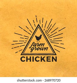 premium chicken meat label with grunge texture on old paper background