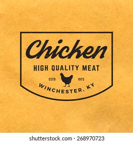 premium chicken meat label with grunge texture on old paper background