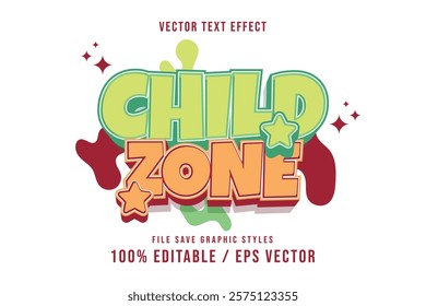 Premium Child Zone text effects can be edited again, suitable poster, template.