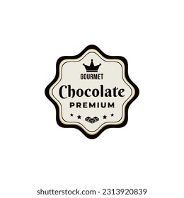 Premium Chocolate Logo or Premium Chocolate Label Vector On Black Background. Best Premium Chocolate logo for product packaging design element. Premium Chocolate label for product design.