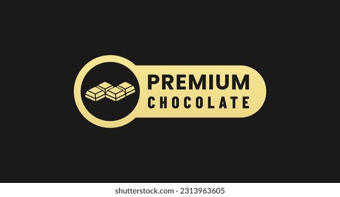 Logotipo de chocolate premium o vector de símbolo de chocolate premium sobre fondo negro. Mejor logotipo de chocolate premium para el elemento de diseño de empaquetado de productos. Símbolo de chocolate premium para el diseño de productos.