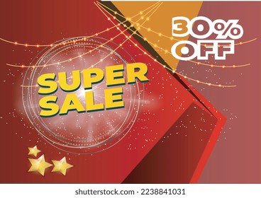 Premium Christmas big sale web banner template marketing advertising vector illustration. Xmas discount shopping special offer red wave poster