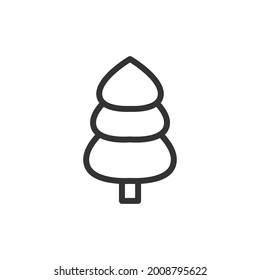 Premium christmas tree line icon for app, web and UI. Vector stroke sign isolated on a white background. Outline icon of christmas tree in trendy style.