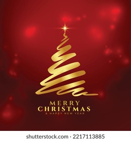 premium christmas tree red background with golden text 